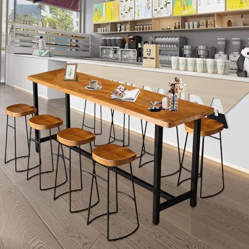 Rectangular High Top Wooden Bar Table with Iron Legs O534175