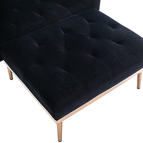 Adjustable Backrest Velvet Sofa Bed with Rose Golden Metal Legs C23201