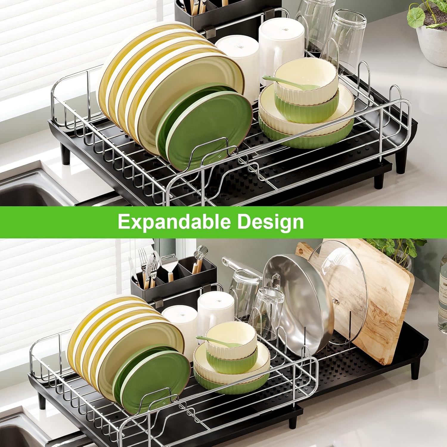 Large Dish Drying Rack with Utensil Holder & Drainboard E330