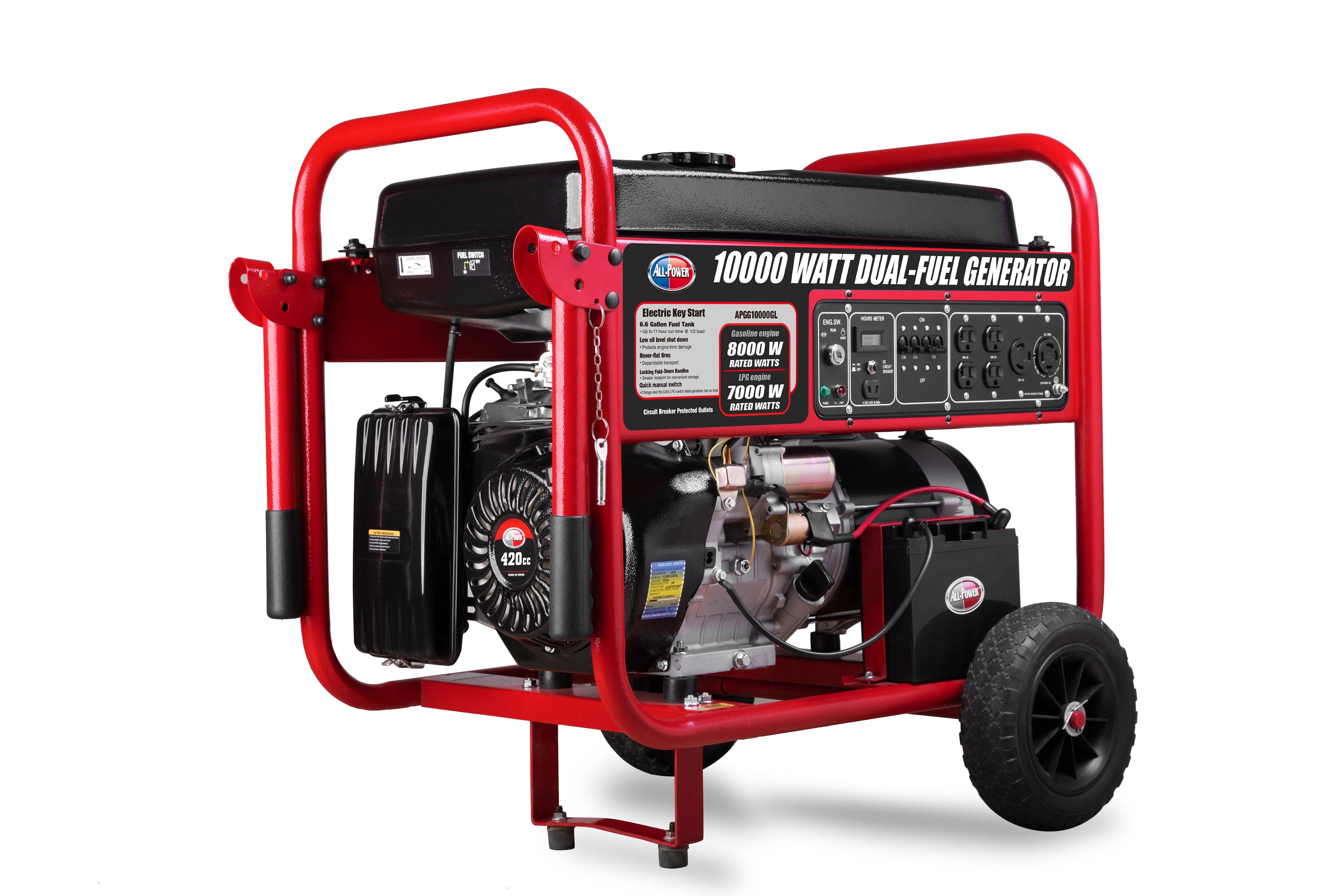 10000 Watt Dual Fuel Portable Generator with Electric Start I9647
