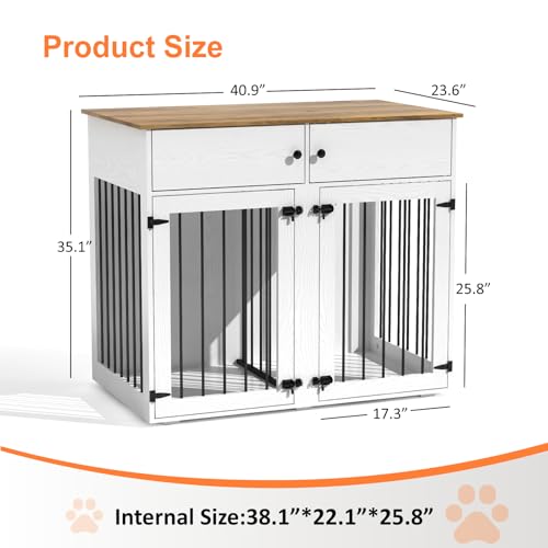 White 41 Inch Double Dog Cage with Removable Divider H77156
