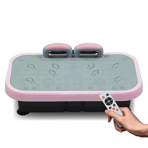 Pink Vibration Plate Fitness Machine with Handle 120 Speed Levels F7288