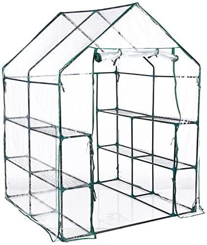 4 Tier Mini Greenhouse with Locking Wheels and PVC Cover O9443