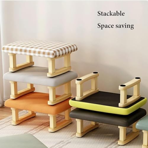 Small Footstool Ottoman with Wooden Legs A3317