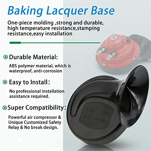 1Pair 12V Waterproof Electric Snail Horn (Black) C33943