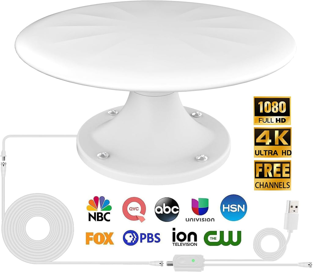 White 720° Omni Directional Digital HD TV Antenna with 35ft Cable H41218