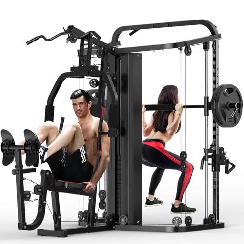 Multifunction Home Gym System with 138LB Weight Stack I854233