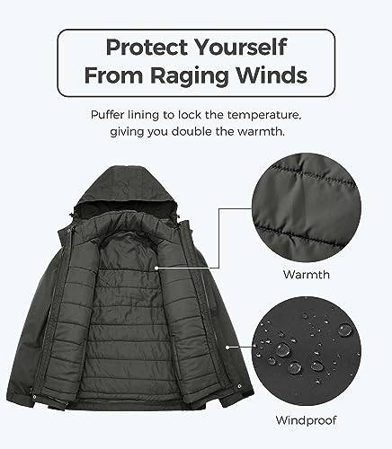 Men's Warm Winter Down Jacket Hooded Waterproof Coat I1745