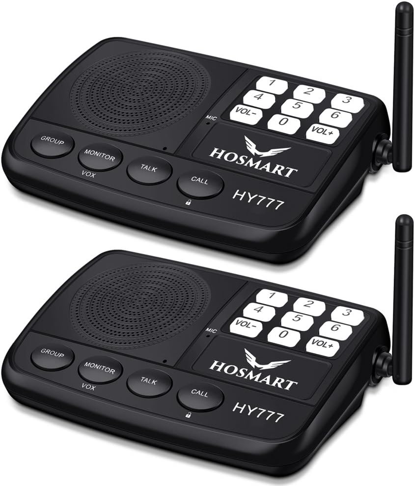 4 Stations Black Wireless Intercom System X891735