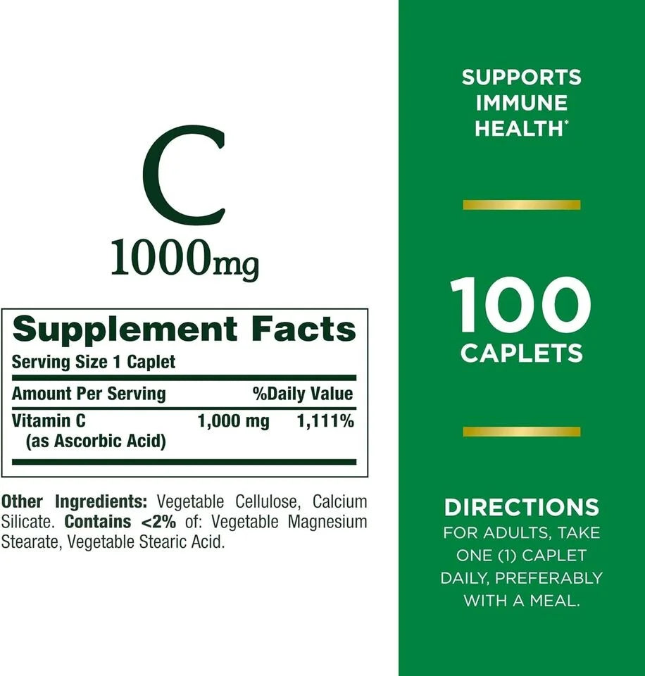 1000mg Vitamin C Supplement, 100 Capsules E963