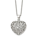 Stainless Steel Filigree Heart Necklace V578352