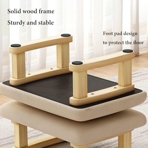 Small Footstool Ottoman with Wooden Legs A3317