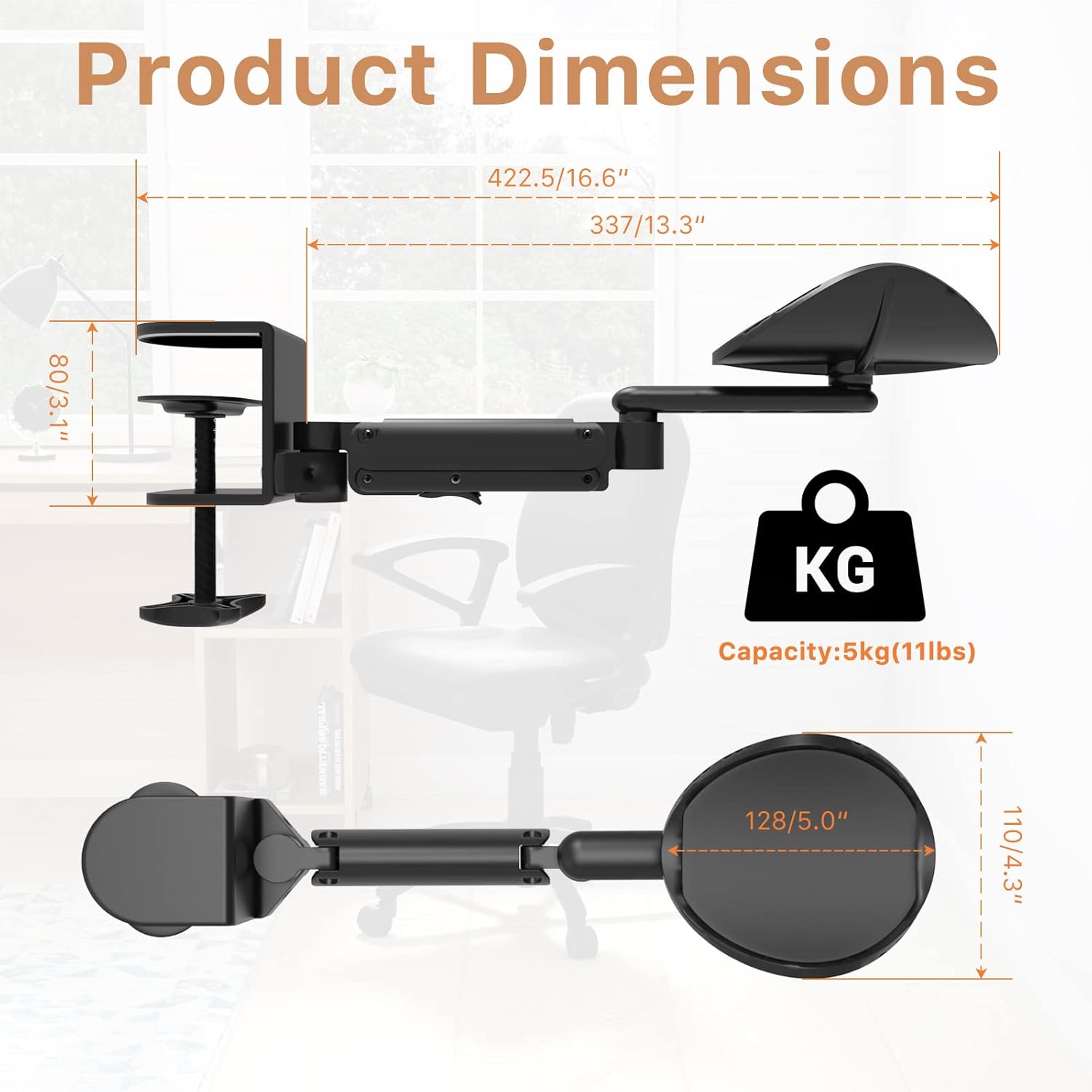 Foldable Mobile Standing Desk with Ergonomic Rotating Elbow Cushion Pad G533743