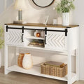 46" Light Grey Wood Console Table with Sliding Barn Door P662