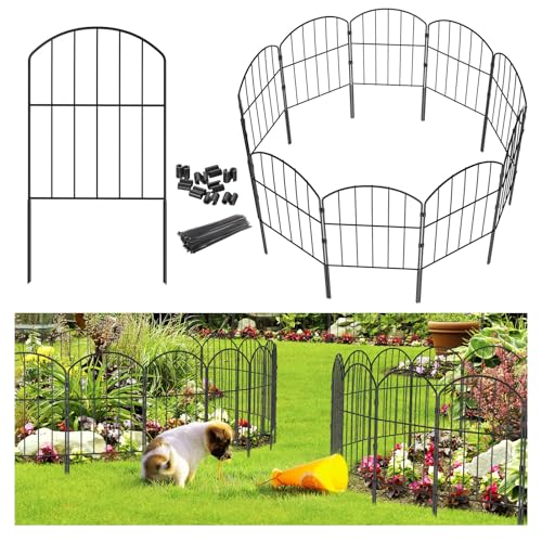 Black 10ft x 24in Rustproof Metal Garden Fence, 10 Pcs B4331