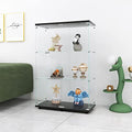 Black 4 Shelves 3 Door Glass Display Cabinet V6002