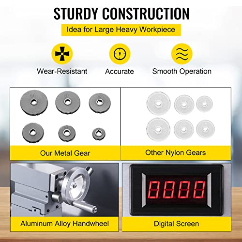 Metal Lathe, 8.26"x28.3", 2500 RPM Variable Speed, 750W Brushless Motor Precision Lathe Milling Machine B606166