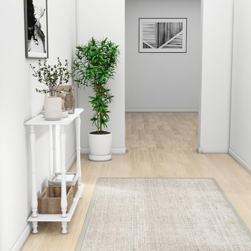 White Narrow Console Table with Shelf Wood C4794