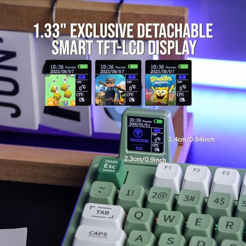 97 Keys Gasket Mechanical Keyboard with Customizable Display Screen, Knob, Hot Swappable Socket, 5000mAh Battery O5498