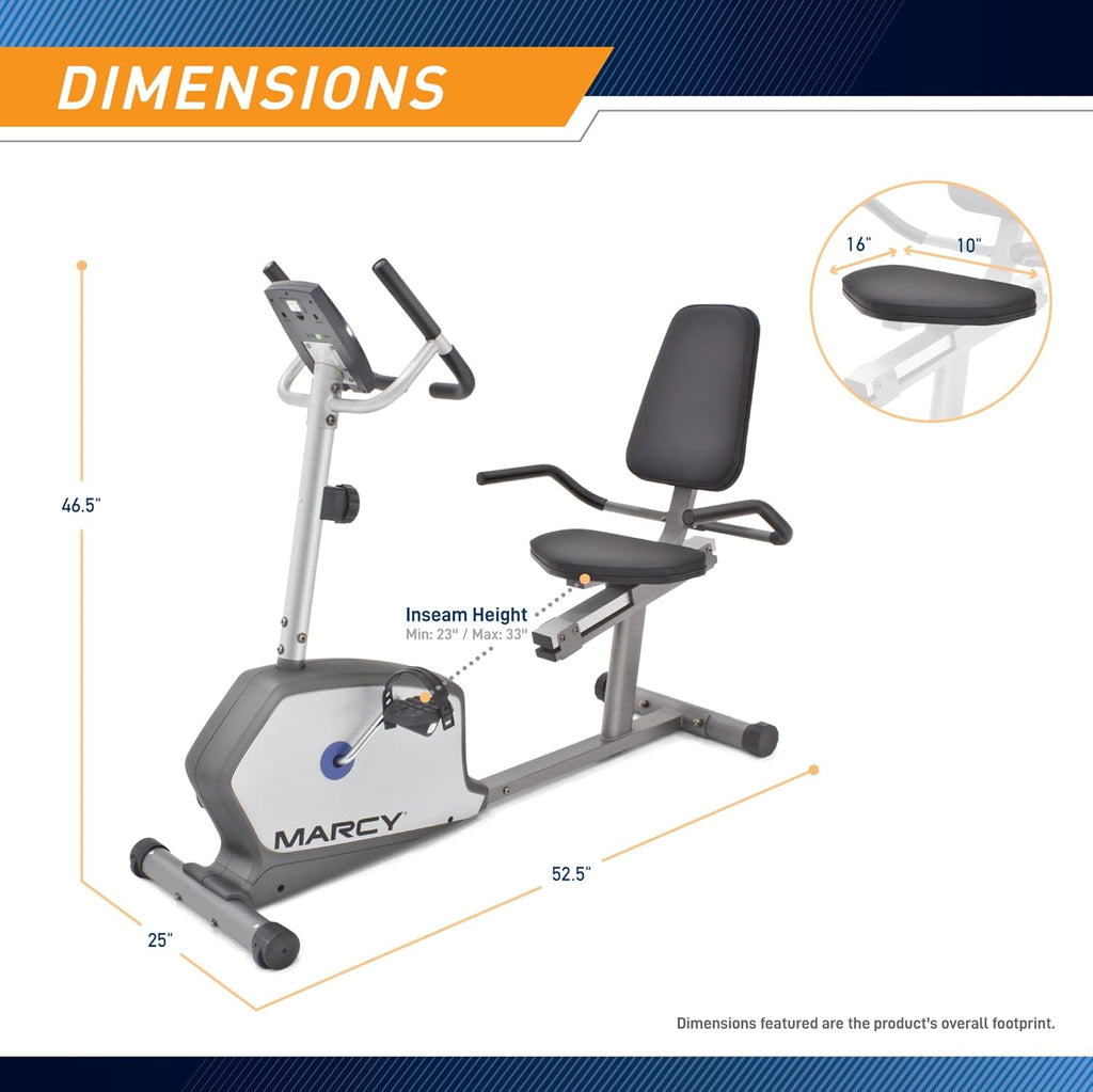 Recumbent Exercise Bike with Adjustable Seat and 8 Resistance Levels, 300 Pound Capacity G708
