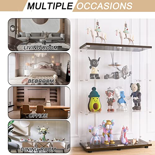 Black 4 Shelves 3 Door Glass Display Cabinet V6002
