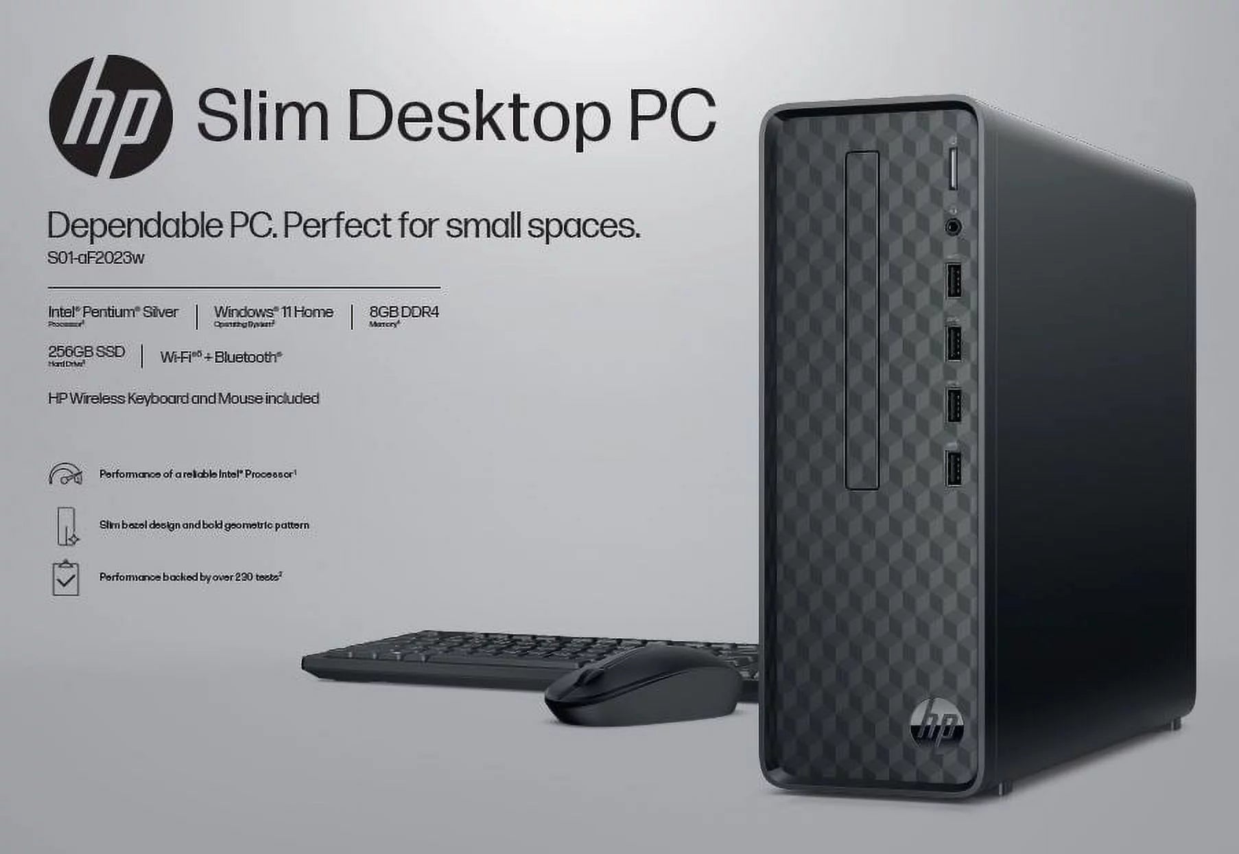 Black Intel Pentium 8GB 256GB SSD Windows 11 Desktop Tower O83363