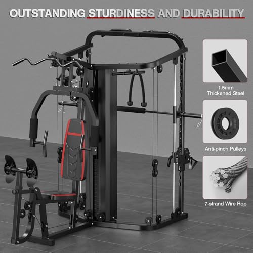 Multifunction Home Gym System with 138LB Weight Stack I854233