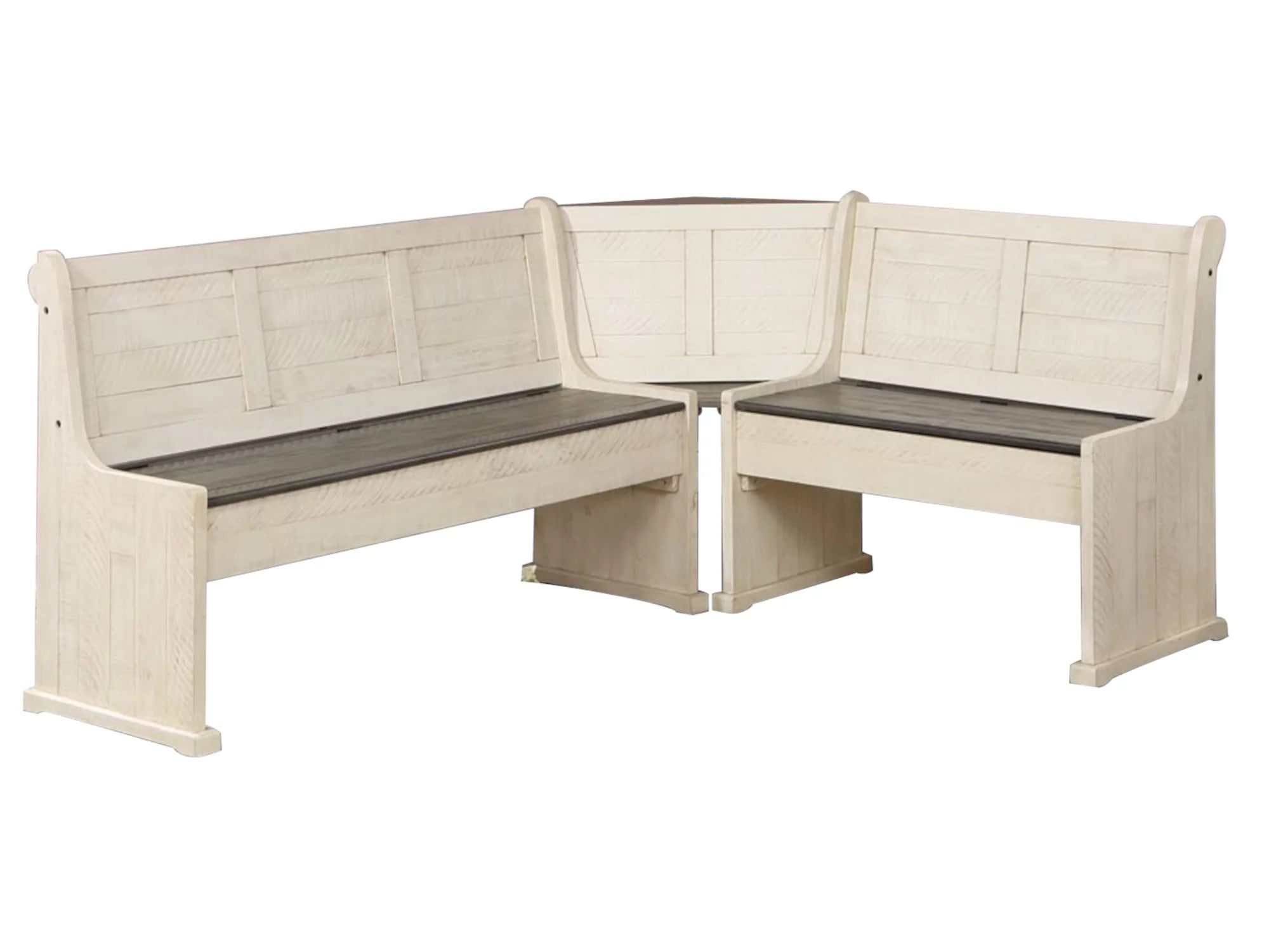 Off White Grey Wood Dining Table Set with Corner Storage Bench B6250