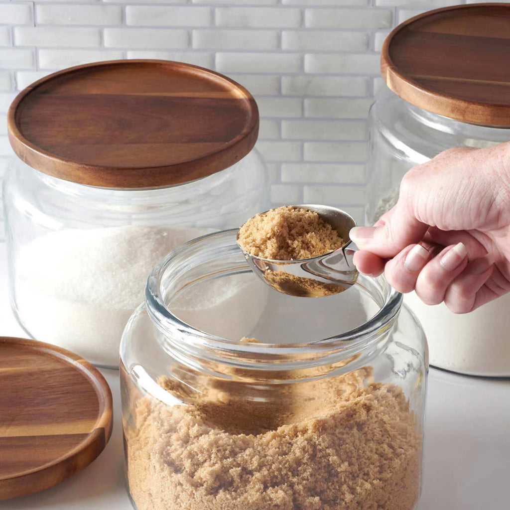 Set of 3 Glass Jars with Acacia Lids L700505