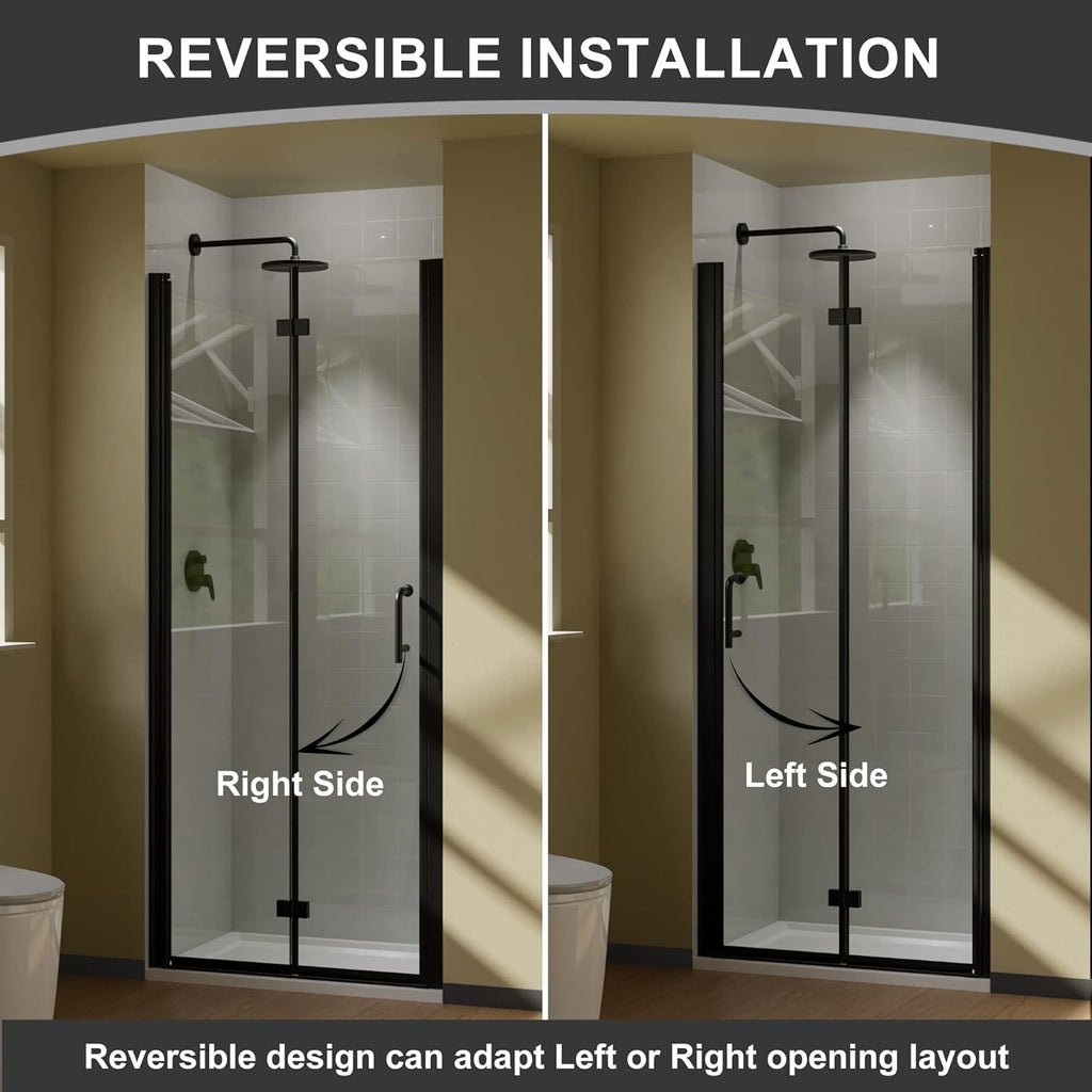 Matte Black 32 in. x 72 in. Clear Tempered Glass Shower Door V87761