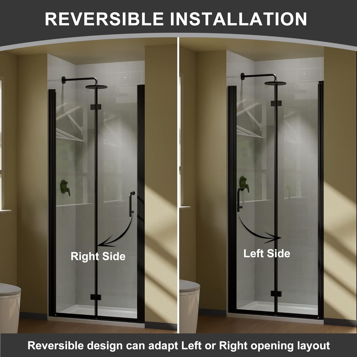 Matte Black 32 in. x 72 in. Clear Tempered Glass Shower Door V87761