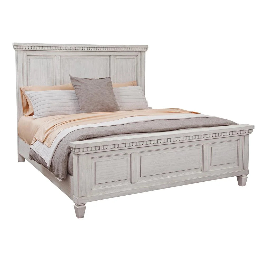 82"W Wood King Panel Bed in Oyster White R173301