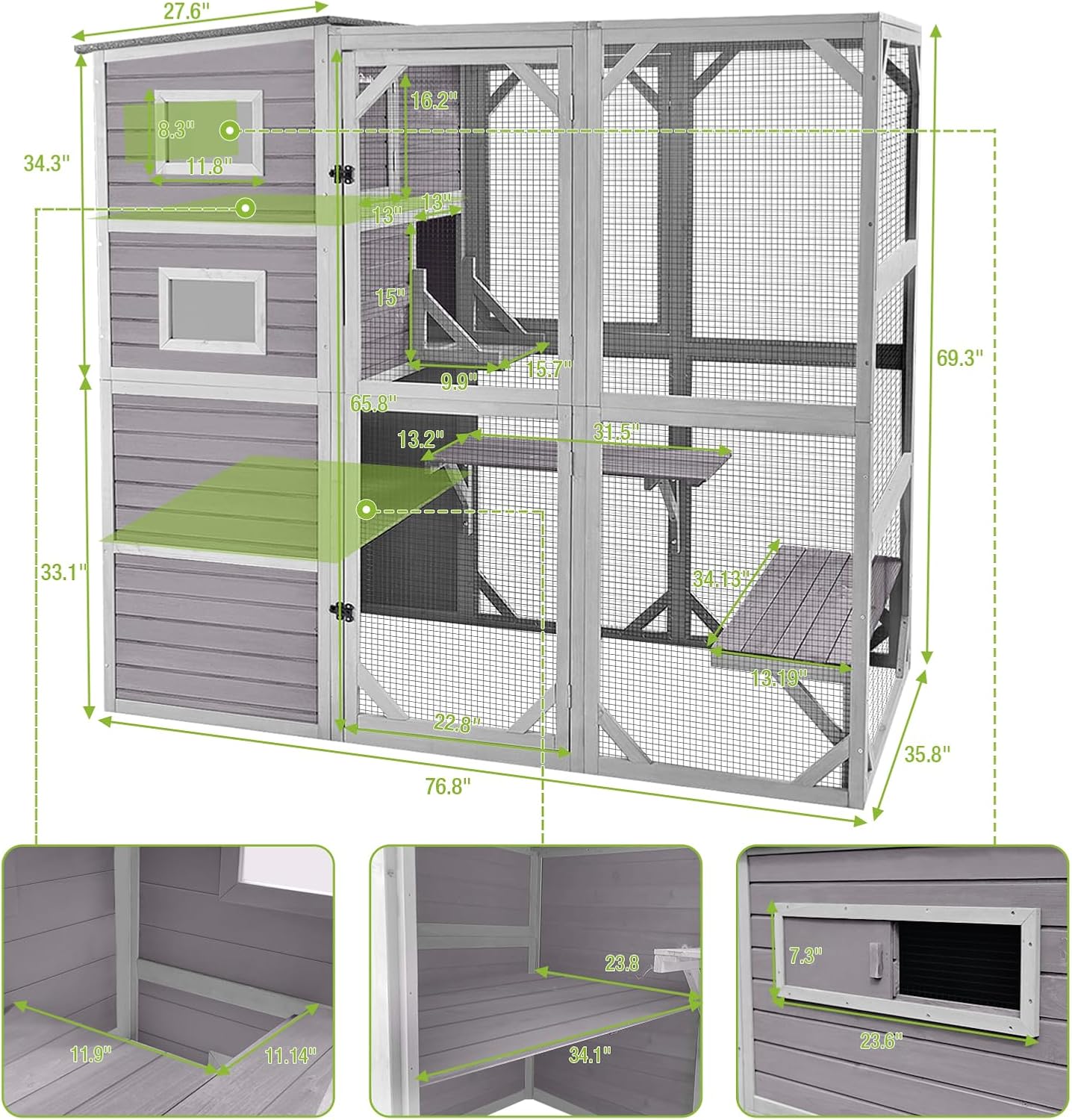 77 Inch 4 Tier Cat Enclosure U155