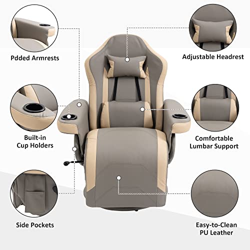 Manual Recliner Armchair PU Leather with Adjustable Leg Rest K543