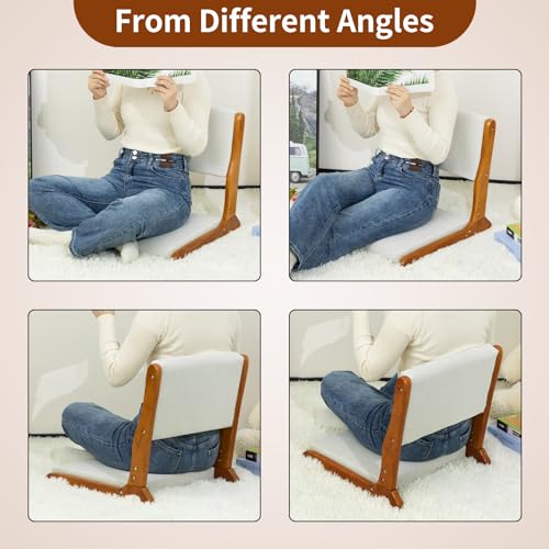 Beige Foldable Floor Chair with Cushion U1120
