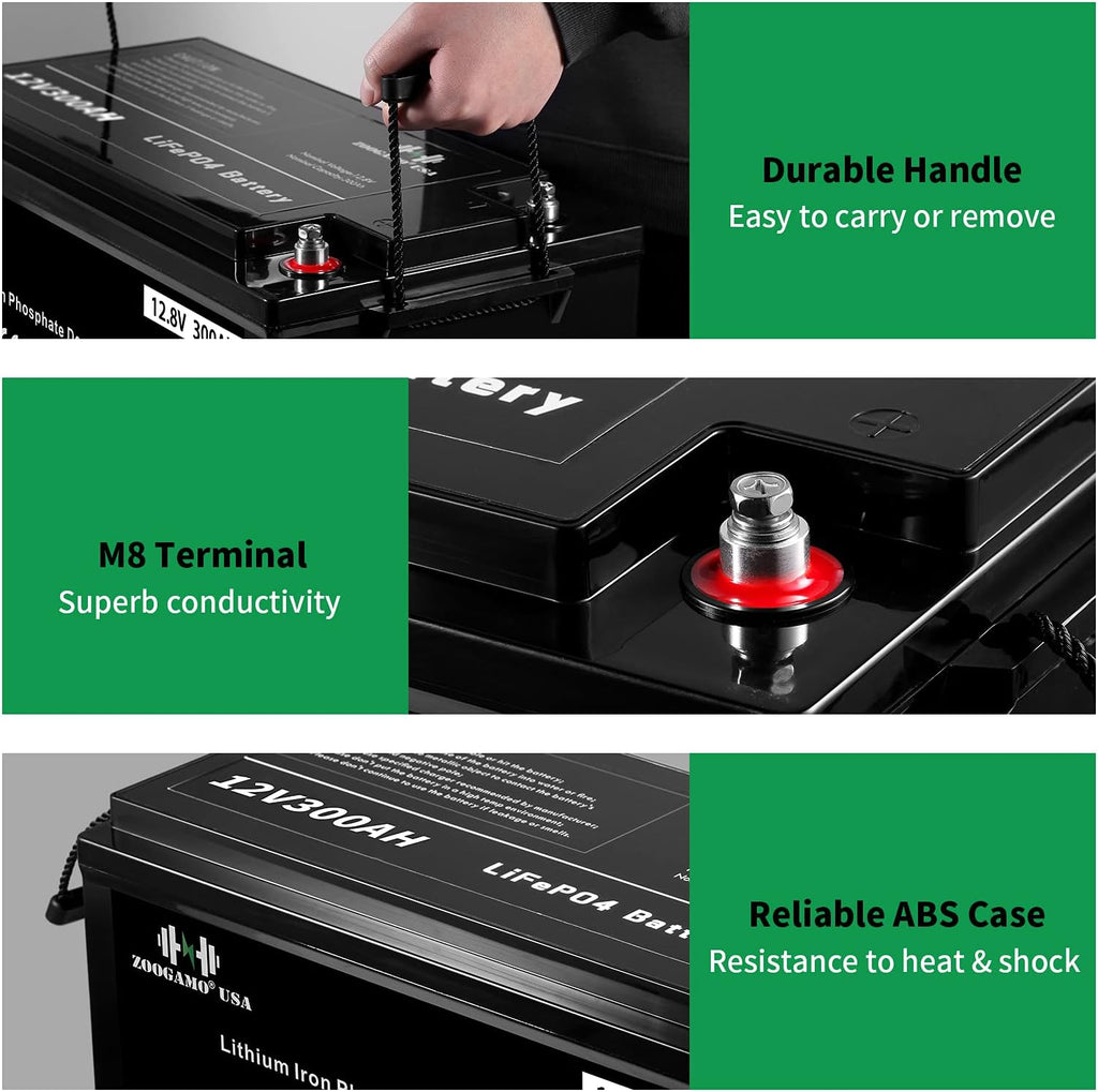 12V 300Ah Lithium LiFePO4 Deep Cycle Rechargeable Battery with Built-in BMS K456511