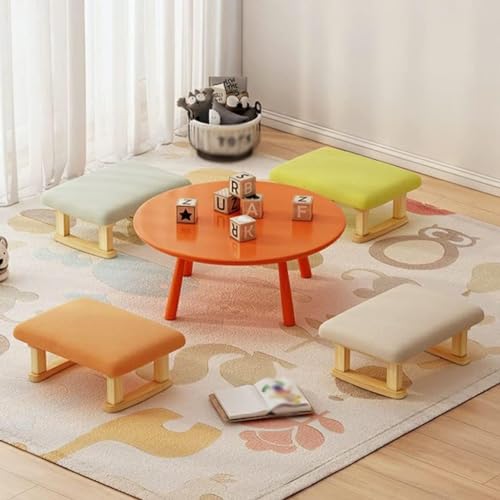Small Footstool Ottoman with Wooden Legs A3317