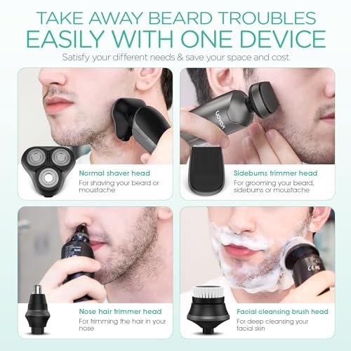 Electric Razor Cordless Shaver Rechargeable Wet Dry Waterproof Grey V101814