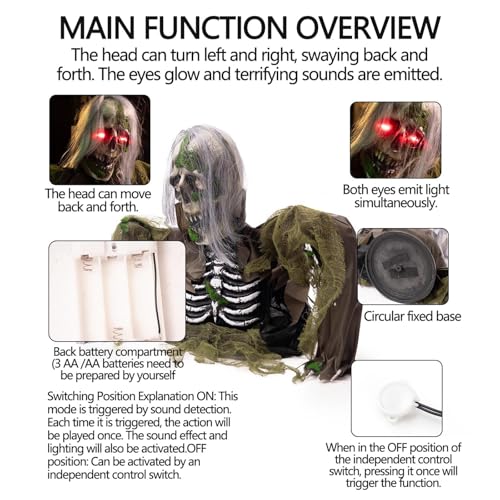 Animatronic Zombie Groundbreaker with Light and Sound P8186