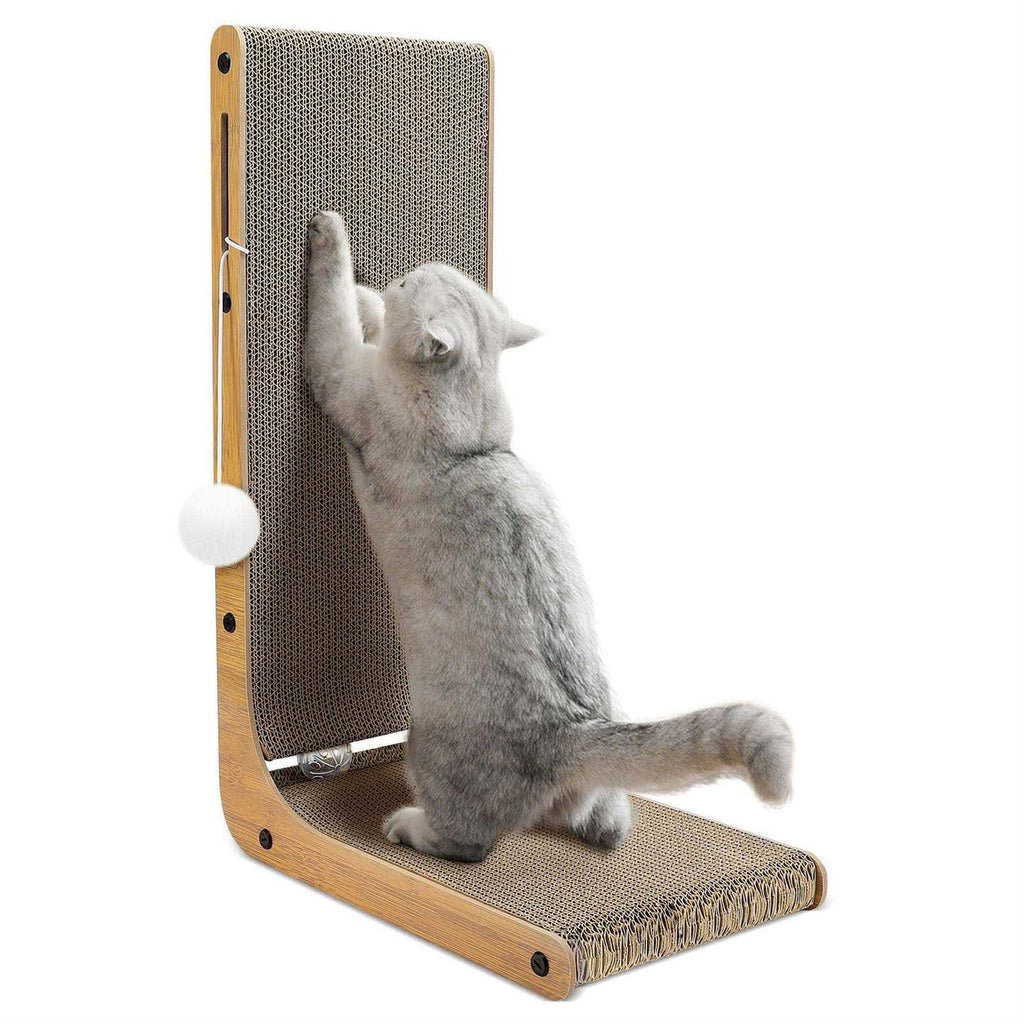 L-Shaped Cat Scratching Pad with Toy Balls L453093