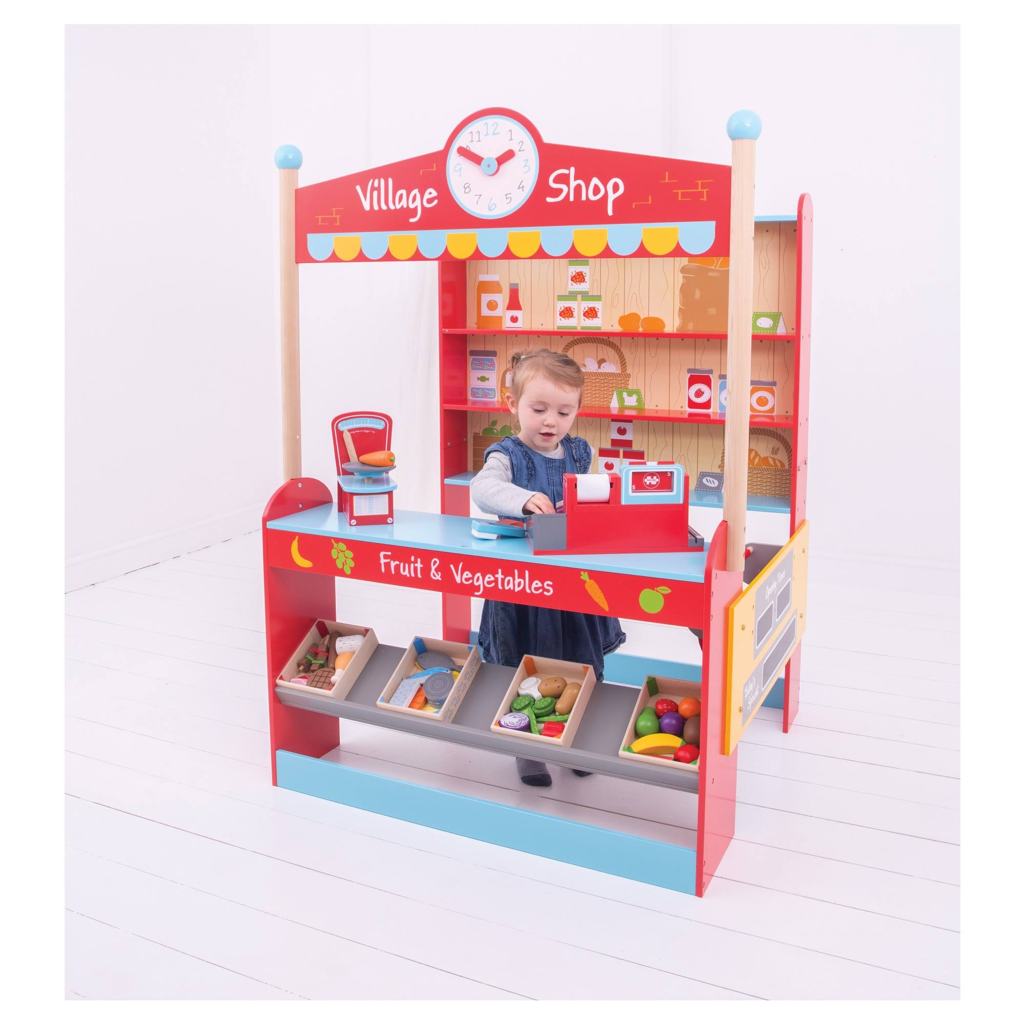 Wooden Village Shop Pretend Play Toys L5758