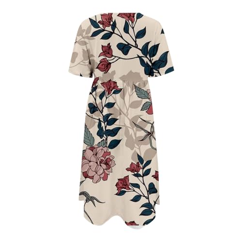 Boho Floral Short Sleeve Midi Dress A97659