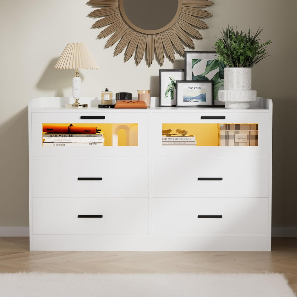 White 6 Drawer Wood Dresser R155