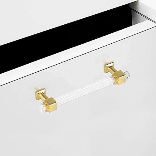 30 Pack 5 Inch Hole Center Gold Acrylic Cabinet Pulls V87383