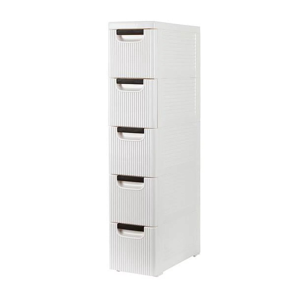 5-Tier White PP Storage Cabinet with Drawers F249471