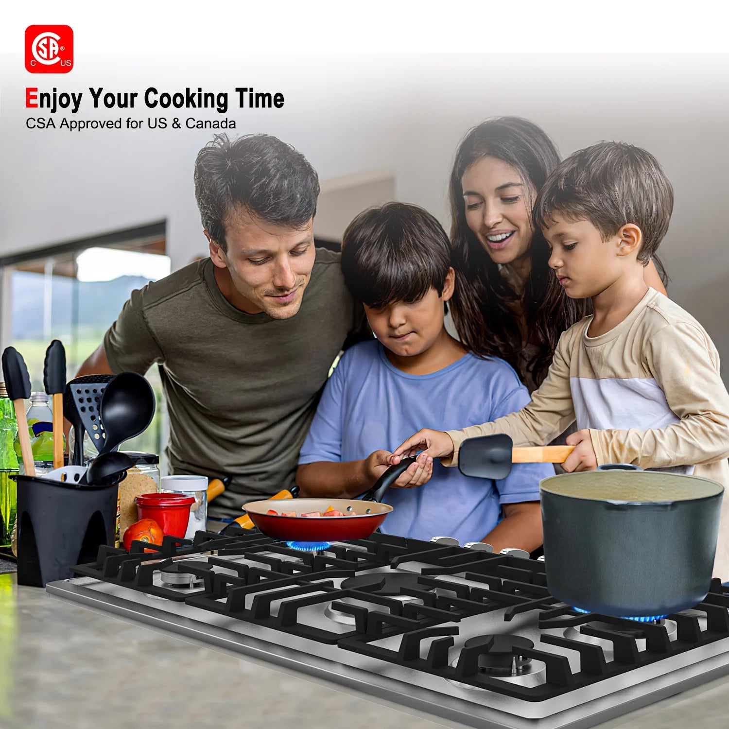 Stainless Steel 5 Burner Gas Cooktop Z594156