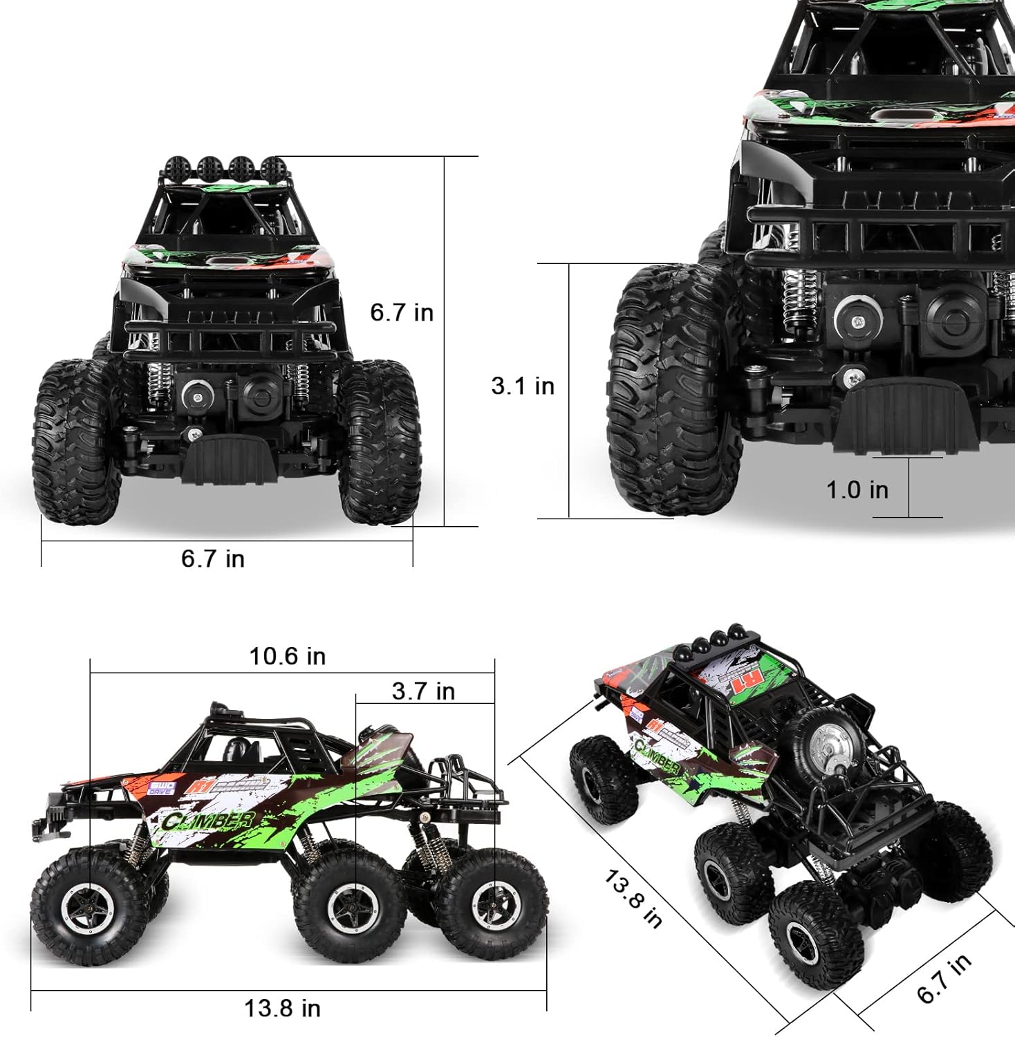 2.4Ghz 6x6 Off-Road Remote Control Monster Truck W613906