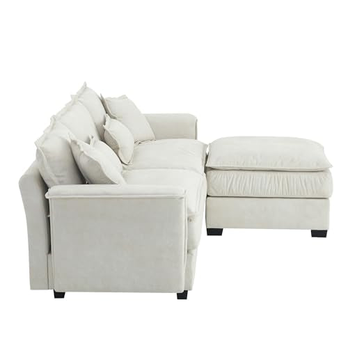 Dark Grey L Shape Sectional Sofa with Ottoman I7546