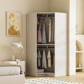 Natural Freestanding Wooden Corner Armoire Wardrobe Closet Cabinet with Hanging Rail U56343