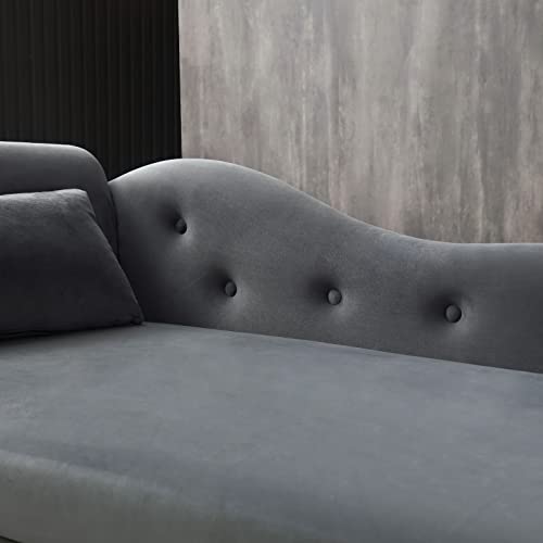 Tufted Velvet Upholstered Chaise Lounge with Storage Sleeper Sofa A71881